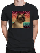 Retro Cat in Neon Gridscape Men's T-shirt