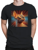 Futuristic Sphinx Cat in Neon Grid Men's T-shirt