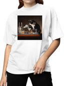 Feline Bartender Mixes a Martini Women's T-shirt