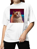 Retro Neon Cat Portrait Women's T-shirt