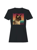Retro Cat in Neon Gridscape Women's T-shirt