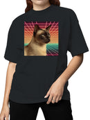 Retro Cat in Neon Gridscape Women's T-shirt
