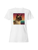Retro Cat in Neon Gridscape Women's T-shirt