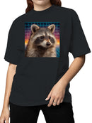 Retro Raccoon Cosmic Grid Women's T-shirt