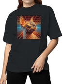 Futuristic Sphinx Cat in Neon Grid Women's T-shirt
