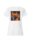 Futuristic Sphinx Cat in Neon Grid Women's T-shirt