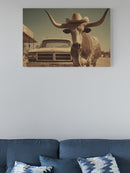 Cowboy Bull in Western Town UN Poster