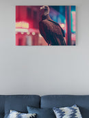 Vulture in Neon Cityscape UN Poster
