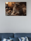 Squirrel Reading by Lamp Light UN Poster