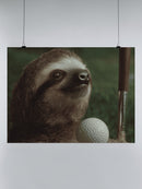Sloth Golfing Fun Illustration UN Poster