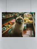 Cat in Floating Market Scene UN Poster