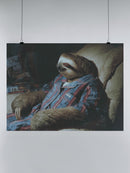 Sloth in Pajamas Lounging Relaxed UN Poster