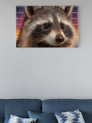 Retro Raccoon Cosmic Grid UN Poster