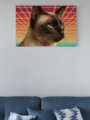 Retro Cat in Neon Gridscape UN Poster