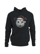 Festive Opossum in Santa Hat Men's Hoodie
