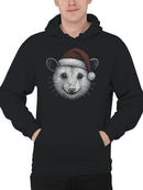 Festive Opossum in Santa Hat Men's Hoodie