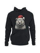 Festive Bear in Santa Hat Men's Hoodie