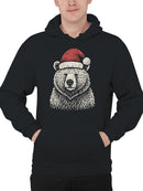 Festive Bear in Santa Hat Men's Hoodie