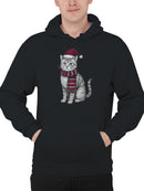 Festive Cat in Santa Hat Art Men's Hoodie