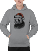 Festive Panda in Santa Hat Men's Hoodie