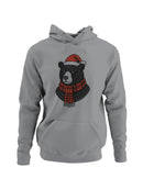 Festive Bear in Santa Hat and Scarf Men's Hoodie