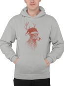 Festive Reindeer in Santa Hat Men's Hoodie