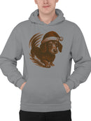 Festive Dachshund in Santa Hat Men's Hoodie