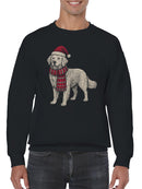 Festive Dog in Santa Hat Art Men's Sweatshirt