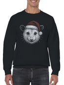 Festive Opossum in Santa Hat Men's Sweatshirt