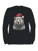 Festive Bear in Santa Hat Men's Sweatshirt
