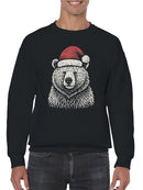 Festive Bear in Santa Hat Men's Sweatshirt