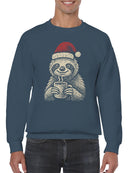 Cozy Christmas Sloth with Cocoa Men's Sweatshirt