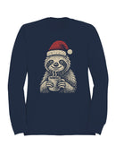 Cozy Christmas Sloth with Cocoa Men's Sweatshirt