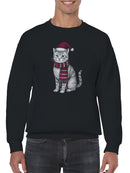 Festive Cat in Santa Hat Art Men's Sweatshirt