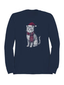Festive Cat in Santa Hat Art Men's Sweatshirt