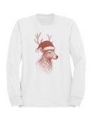 Festive Reindeer in Santa Hat Men's Sweatshirt
