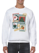 Vintage Christmas Stamp Collection Men's Sweatshirt