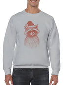 Festive Raccoon with Santa Hat Men's Sweatshirt