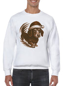 Festive Dachshund in Santa Hat Men's Sweatshirt
