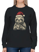 Cozy Christmas Sloth with Cocoa Women's Sweatshirt