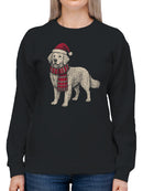Festive Dog in Santa Hat Art Women's Sweatshirt