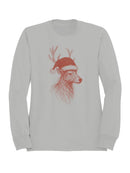 Festive Reindeer in Santa Hat Women's Sweatshirt