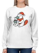 Warm Platypus Holding Coffee Women's Sweatshirt
