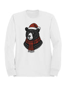 Festive Bear in Santa Hat and Scarf Women's Sweatshirt
