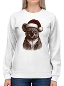 Festive Koala in Santa Hat Women's Sweatshirt