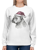Festive Bulldog in Santa Hat Women's Sweatshirt