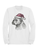 Festive Bulldog in Santa Hat Women's Sweatshirt