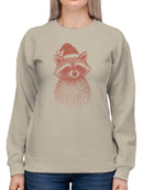 Festive Raccoon with Santa Hat Women's Sweatshirt