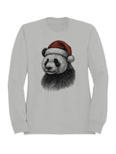 Festive Panda in Santa Hat Women's Sweatshirt