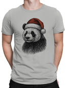 Festive Panda in Santa Hat Men's T-shirt